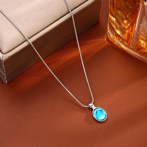 Zinc Alloy Jewelry Necklace with Aquamarine plated fashion jewelry & for woman original color Sold By PC