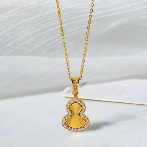 Collier d'acier titane, Placage, styles différents pour le choix & pavé de micro zircon & pour femme, plus de couleurs à choisir, Longueur Environ 49 cm, Vendu par PC