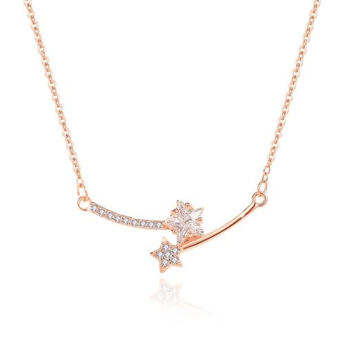 Kubieke Zircon Micro effenen Sterling zilveren ketting, 925 Sterling Zilver, met 5CM extender keten, micro pave zirconia & voor vrouw, meer kleuren voor de keuze, Lengte Ca 40 cm, Verkocht door PC