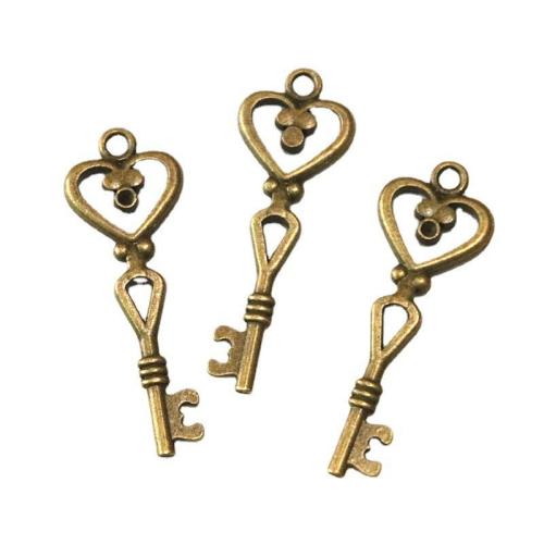 Zinc Alloy Key Pendants antique brass color plated DIY Sold By Bag