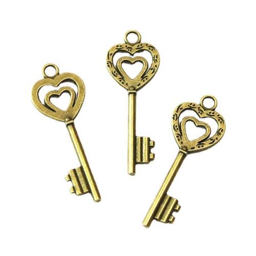 Zinc Alloy Key Pendants antique brass color plated DIY Sold By Bag