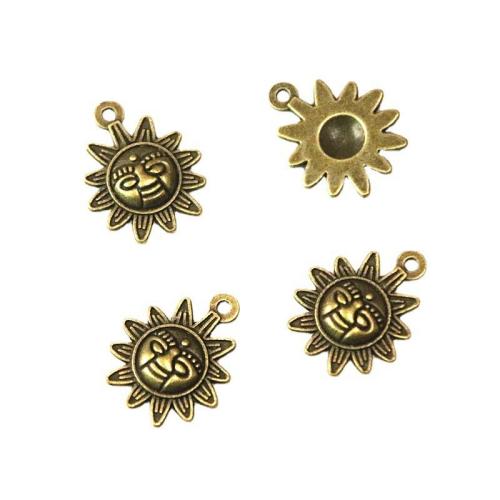 Sinc Alloy Pendants, Sun, dath práis antique plátáilte, DIY, 19.90x16.30mm, 100ríomhairí pearsanta/Mála, Díolta De réir Mála