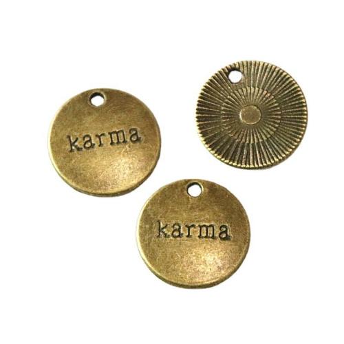 Zinc Alloy Pendants Round antique brass color plated DIY 19.70mm Sold By Bag