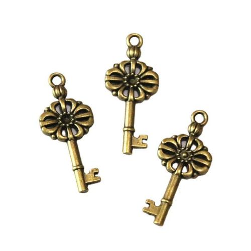 Zinc Alloy Key riipukset, Sinkkiseos, Avain, antiikki messinki väri päällystetty, tee-se-itse, 32x13.40mm, 50PC/laukku, Myymät laukku