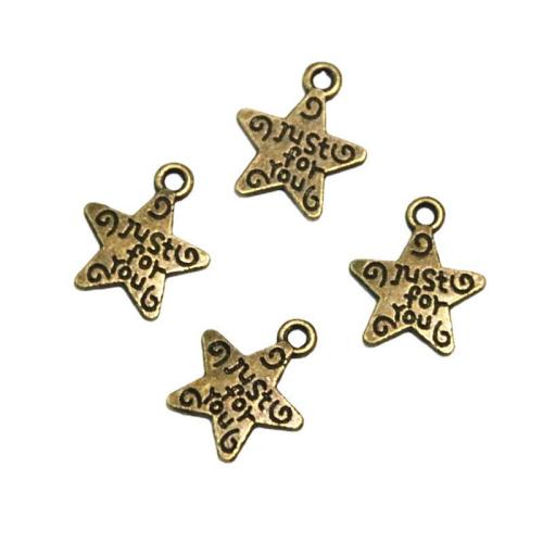 Colgante estrella de la aleación del cinc, aleación de zinc, color antiguo de latón chapado, Bricolaje, 14x12mm, 100PCs/Bolsa, Vendido por Bolsa