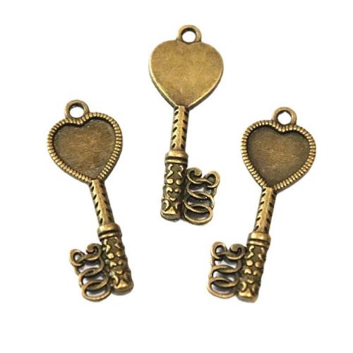 Zinc Alloy Key riipukset, Sinkkiseos, Avain, antiikki messinki väri päällystetty, tee-se-itse, 34x12mm, 50PC/laukku, Myymät laukku