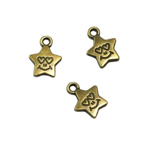 Sinkkiseos Star riipus, Tähti, antiikki messinki väri päällystetty, tee-se-itse, 11x14mm, 100PC/laukku, Myymät laukku