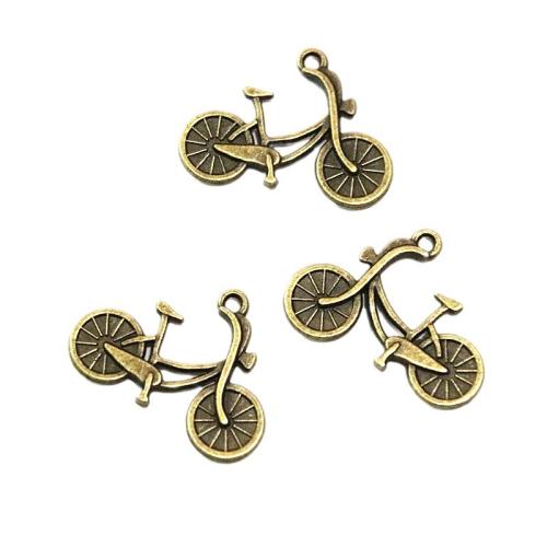 Vehicle Shaped Zinc Alloy Pendants Bike antique brass color plated DIY Sold By Bag