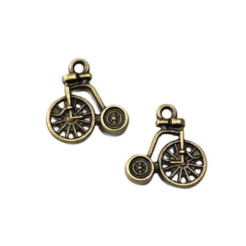 Vehicle Shaped Zinc Alloy Pendants Bike antique brass color plated DIY Sold By Bag