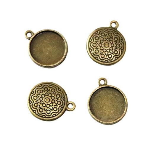 Zinc Alloy Pendants Round antique brass color plated DIY Sold By Bag