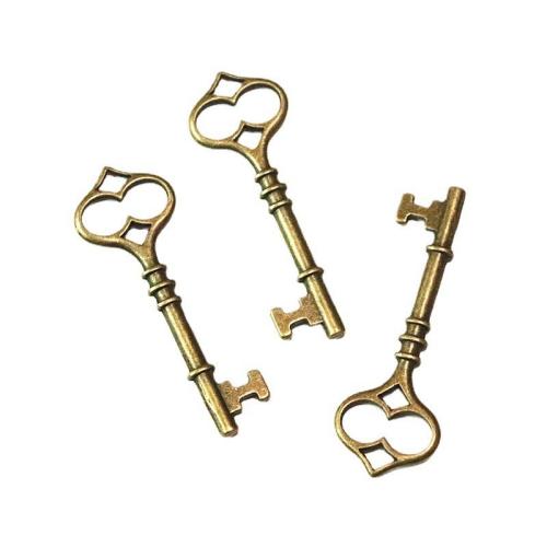 Zink Alloy Key Hängen, Nyckel, antik mässing pläterad, DIY, 60x21mm, 40PC/Bag, Säljs av Bag