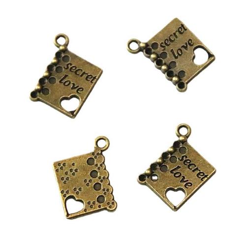 Pendentifs en alliage de zinc, Livre, la couleur plaquée laiton antique, DIY, 13x14mm, 50PC/sac, Vendu par sac