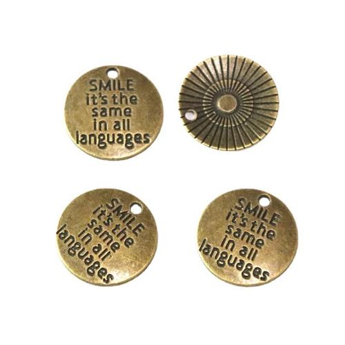 Zinc Alloy Pendants Round antique brass color plated DIY 20mm Sold By Bag