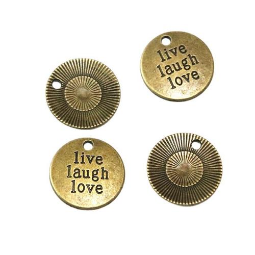 Zinc Alloy Pendants Round antique brass color plated DIY 19.50mm Sold By Bag