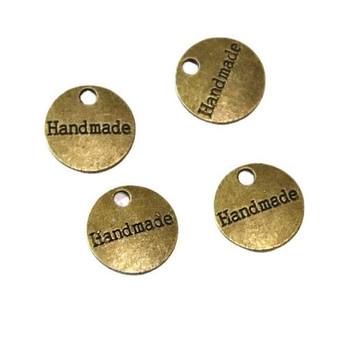 Zinc Alloy Pendants Round antique brass color plated DIY 14mm Sold By Bag