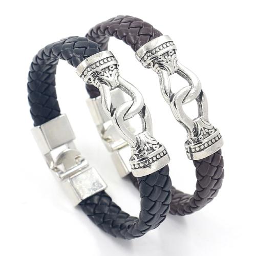 cuir PU bracelet, avec alliage de zinc, le style de punk & unisexe, plus de couleurs à choisir, 210x11mm, Vendu par PC