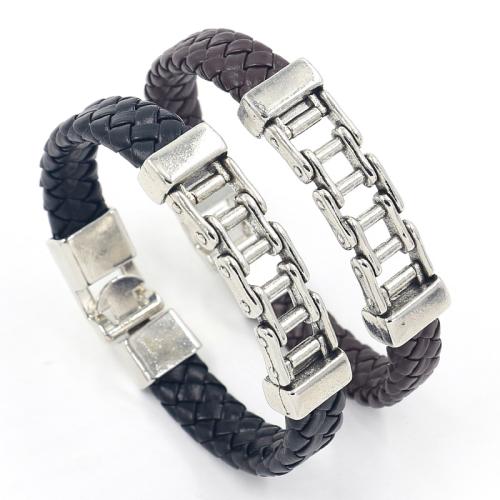 PU Armband, met Zinc Alloy, punk stijl & uniseks, meer kleuren voor de keuze, 210x11mm, Verkocht door PC