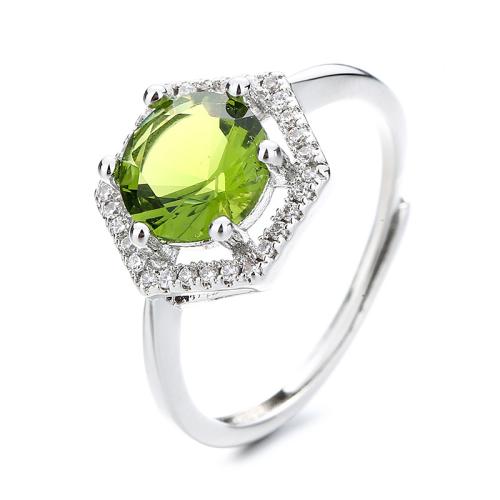 Cubic Zirconia Micro Pave Brass Ring fashion jewelry & micro pave cubic zirconia & for woman olive green Sold By PC