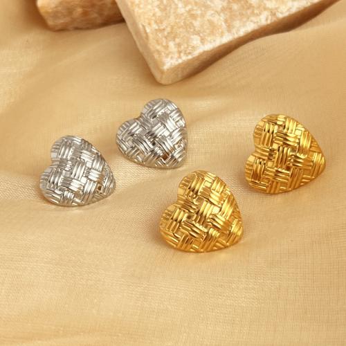 Stainless Steel Stud Earrings 304 Stainless Steel Heart fashion jewelry & for woman Sold By Pair