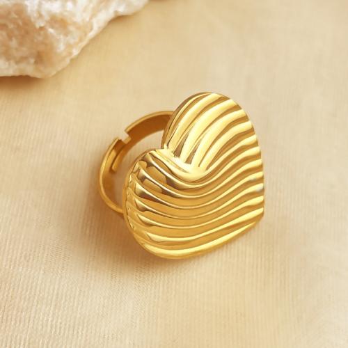 Stainless Steel Finger Ring 304 Stainless Steel Heart fashion jewelry & for woman golden Sold By PC