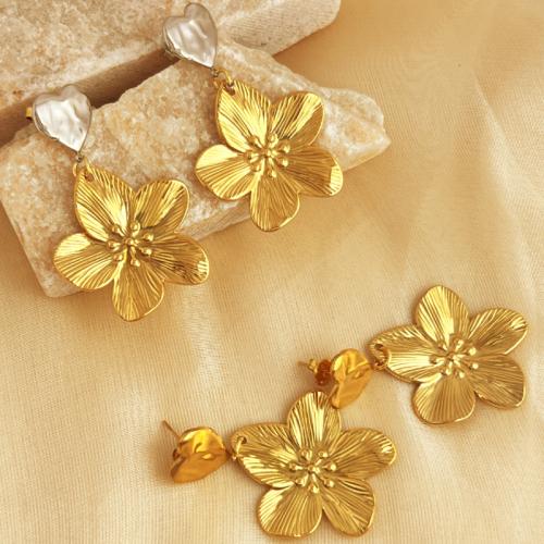 Stainless Steel Drop Earring 304 Stainless Steel Flower fashion jewelry & for woman Sold By Pair