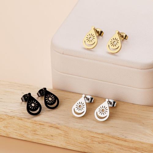 Stainless Steel Stud Earrings 304 Stainless Steel Teardrop Vacuum Ion Plating fashion jewelry & for woman Sold By Bag