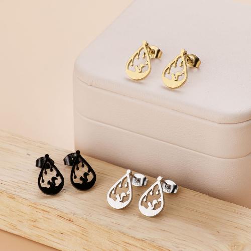 Stainless Steel Stud Earrings 304 Stainless Steel Teardrop Vacuum Ion Plating fashion jewelry & for woman Sold By Bag