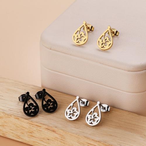 Stainless Steel Stud Earrings 304 Stainless Steel Teardrop Vacuum Ion Plating fashion jewelry & for woman Sold By Bag