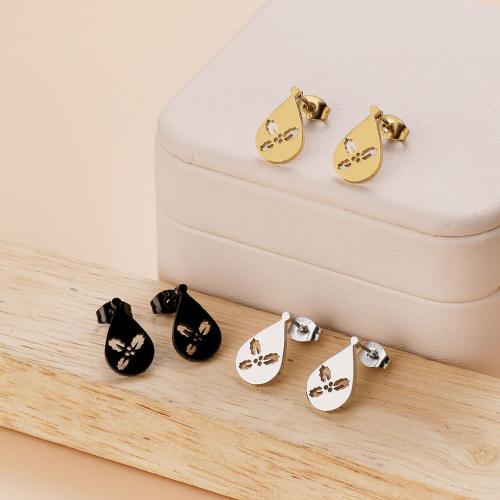 Roestvrij staal Stud Earrings, 304 roestvrij staal, Traan, mode sieraden & voor vrouw, meer kleuren voor de keuze, 9x14mm, 12paren/Bag, Verkocht door Bag