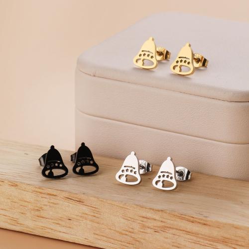 Stainless Steel Stud Earrings 304 Stainless Steel Bell Vacuum Ion Plating fashion jewelry & for woman Sold By Bag