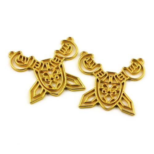 Zinc Alloy Pendants Shield gold color plated DIY Sold By Bag