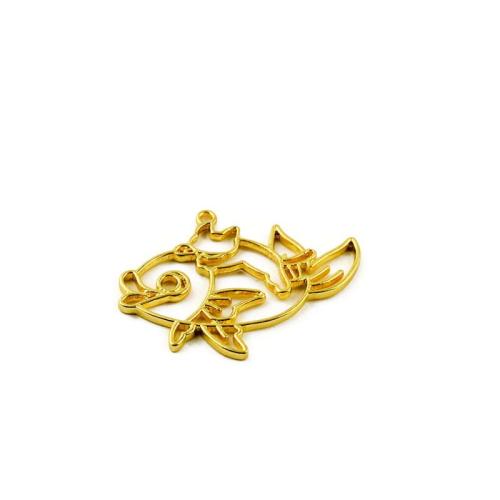 Zinc Alloy Animal Pendants Fish gold color plated DIY Sold By Bag