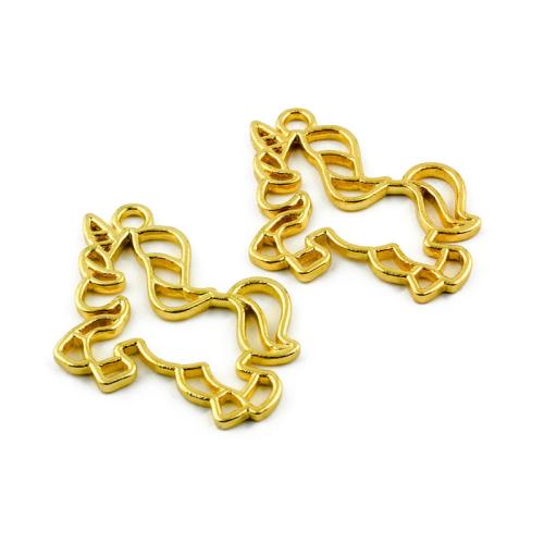 Zinklegering Animal Hangers, Zinc Alloy, Eenhoorn, gold plated, DIY, 42x32x3mm, 100pC's/Bag, Verkocht door Bag