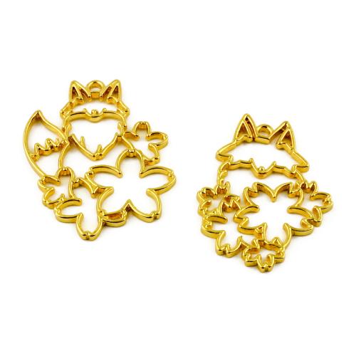 Zinc Alloy Animal Pendants Fox gold color plated DIY Sold By Bag