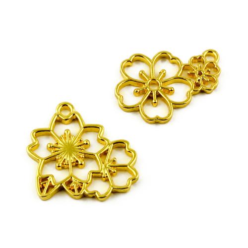 Zinc Alloy Flower Pendants Oriental Cherry gold color plated DIY Sold By Bag