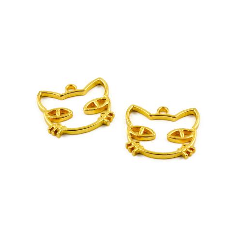 Zinklegering Animal Hangers, Zinc Alloy, Kat, gold plated, DIY, 26x22mm, 100pC's/Bag, Verkocht door Bag