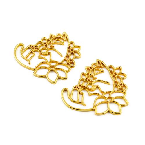 Zinklegering Animal Hangers, Zinc Alloy, Kat, gold plated, DIY, 57x44mm, 100pC's/Bag, Verkocht door Bag