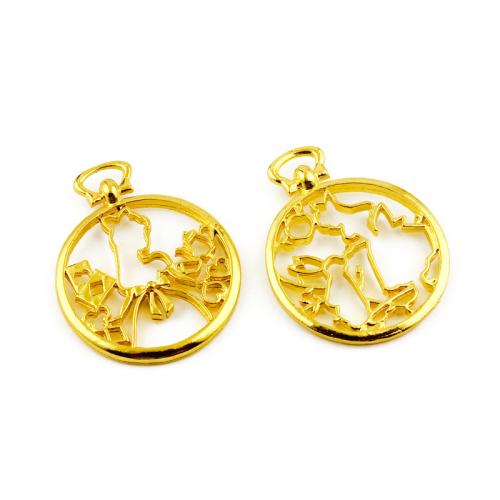 Zinc Alloy Pendants Round gold color plated DIY Sold By Bag