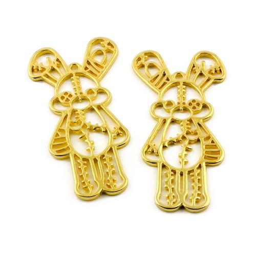 Zinc Alloy Animal Pendants Rabbit gold color plated DIY Sold By Bag