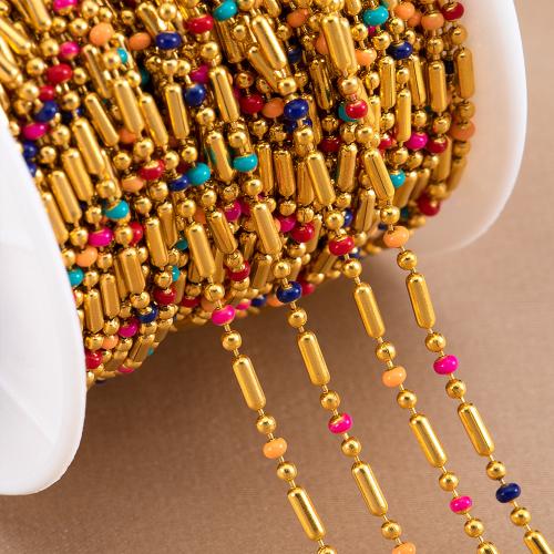 Stainless Steel Jewelry Chain 304 Stainless Steel gold color plated DIY & enamel multi-colored Sold By Bag