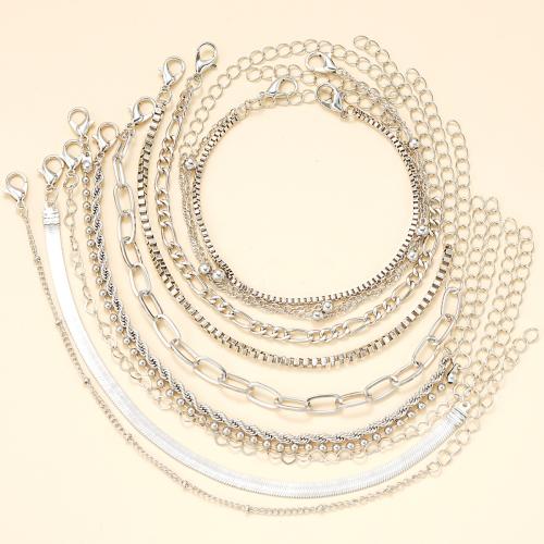 Zinc Alloy Bracelet plated 11 pieces & rhombus chain & for woman original color Sold By Set