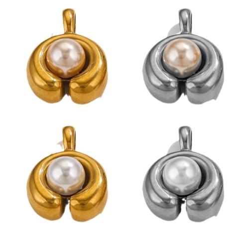 Stainless Steel Pendants 304 Stainless Steel with Plastic Pearl plated DIY Sold By Bag