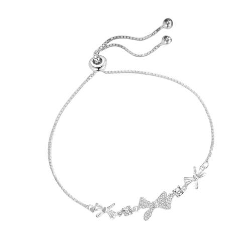 Argento Bracciali, 925 argento sterlina, with 3CM extender chain, Nodo di Cravatta, Micro spianare cubic zirconia & per la donna, nessuno, Lunghezza Appross. 16 cm, Venduto da PC