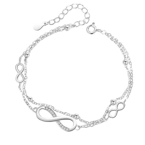 Sterling Silber Armbänder, 925 Sterling Silber, mit Verlängerungskettchen von 3CM, Micro pave Zirkonia & für Frau, keine, Länge ca. 16 cm, verkauft von PC