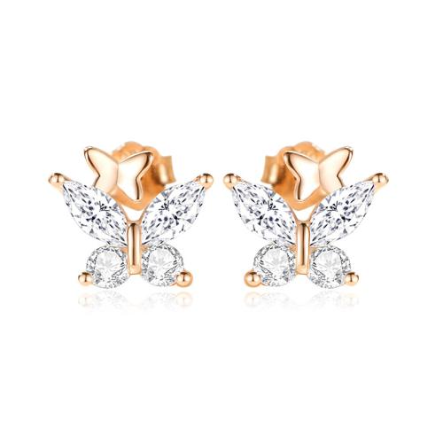 Zircone cubico Micro spianare collana dell'argento sterlina, 925 argento sterlina, Farfalla, Micro spianare cubic zirconia & per la donna, nessuno, 9x9mm, Venduto da coppia