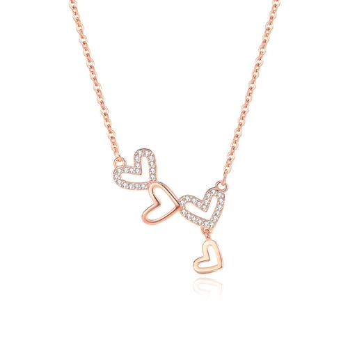 Cubic Zircon Micro Pave 925 Sterling Silver Necklace with 5CM extender chain Heart micro pave cubic zirconia & for woman Length Approx 40 cm Sold By PC