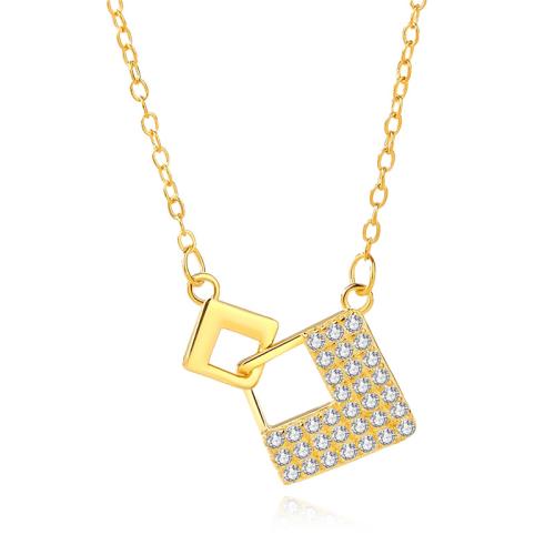 Kubieke Zircon Micro effenen Sterling zilveren ketting, 925 Sterling Zilver, met 5CM extender keten, micro pave zirconia & voor vrouw, meer kleuren voor de keuze, Lengte Ca 40 cm, Verkocht door PC