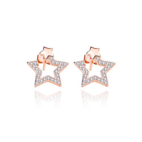 Cubic Zirconia Micro Pave Sterling Silver Earring 925 Sterling Silver Star micro pave cubic zirconia & for woman Sold By Pair