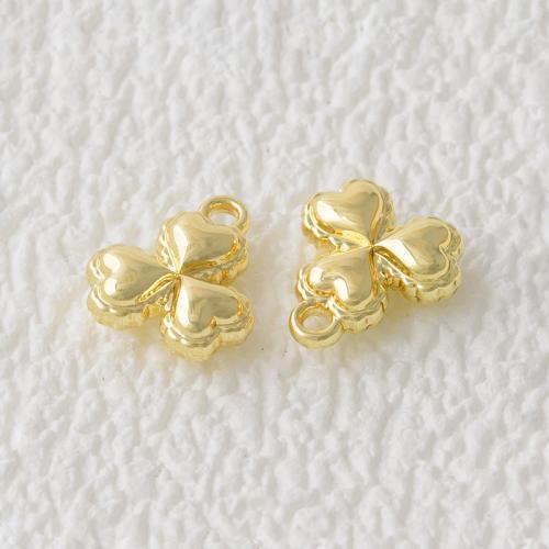 Zink-Legierung Clover Anhänger, Zinklegierung, plattiert, DIY, goldfarben, 10x11mm, Bohrung:ca. 1.5mm, verkauft von PC