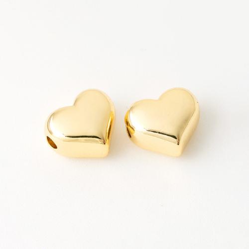 Zinklegering Heart Beads, Zinc Alloy, plated, DIY, gouden, 11x9mm, Gat:Ca 2mm, Verkocht door PC